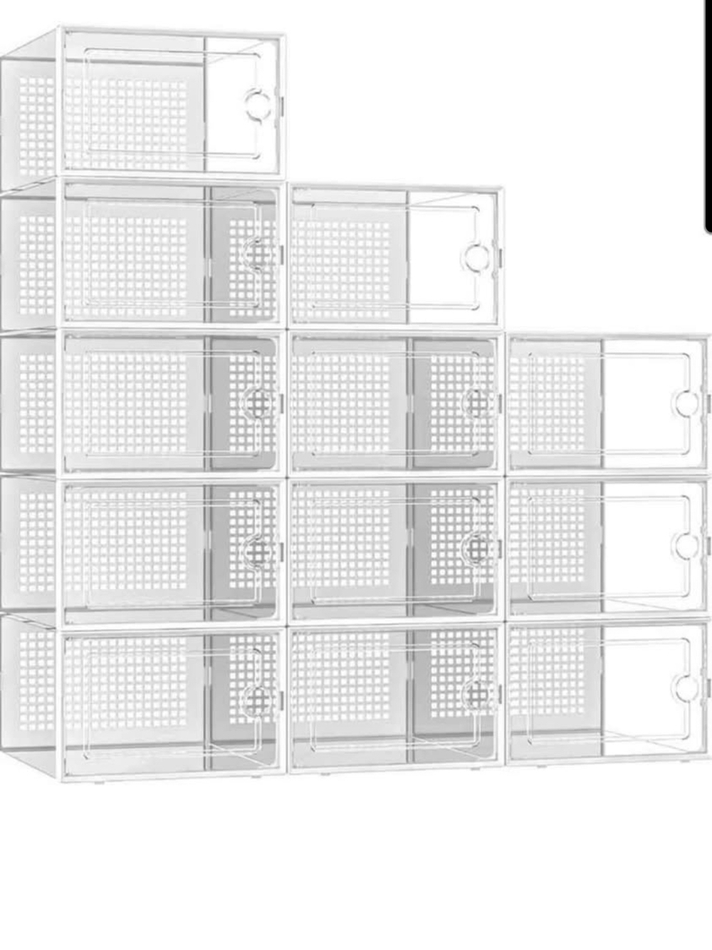 Clear Modular Shoe Storage Boxes - Transparent Stackable Organizers